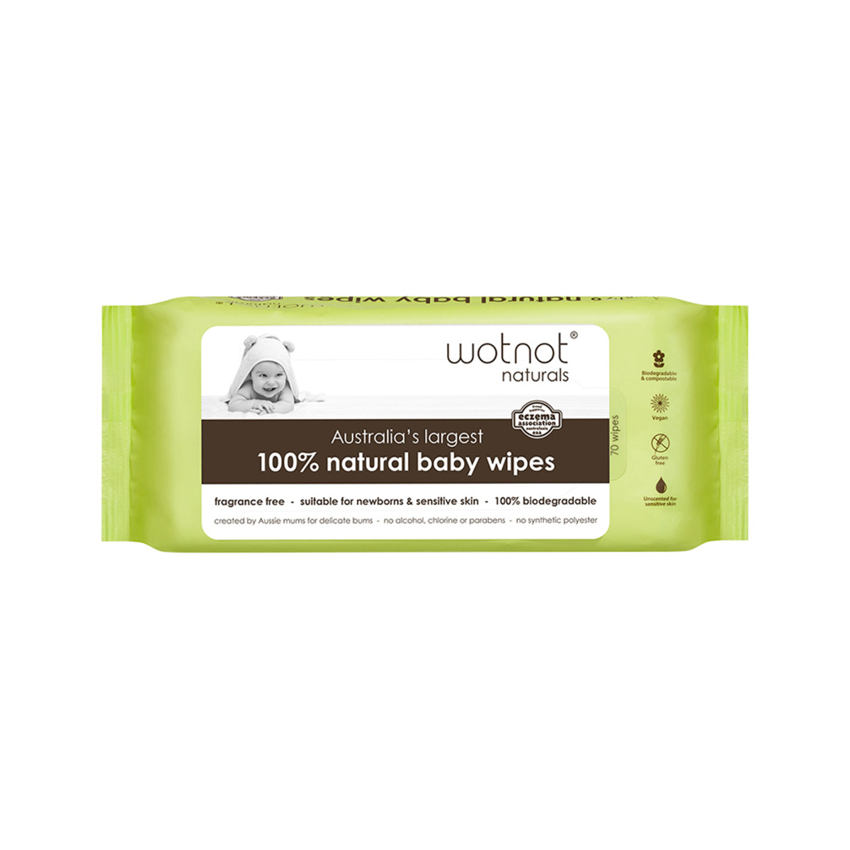 Wotnot Naturals 100% Natural Baby Wipes x 70 Pack